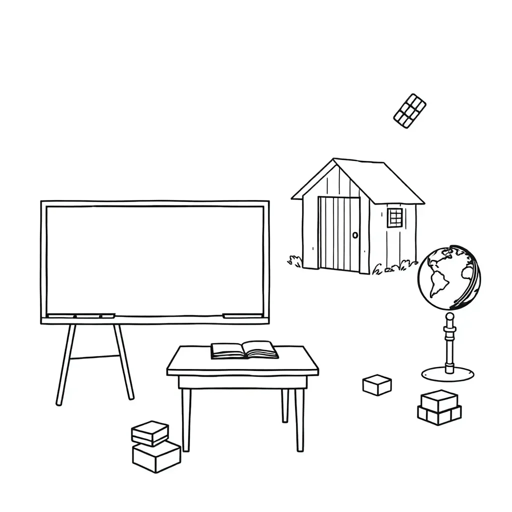 Building blocks and construction tools illustration
