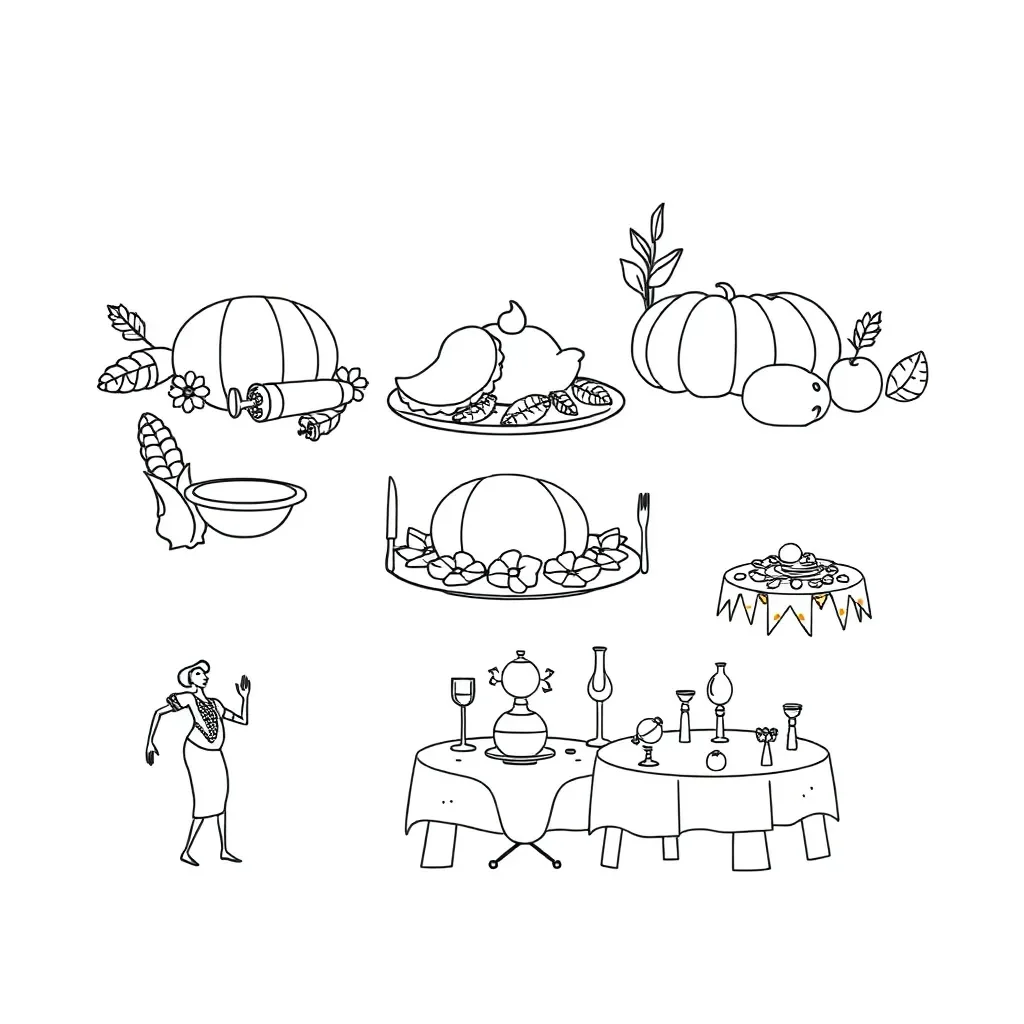 Thanksgiving celebration with diverse cultural elements