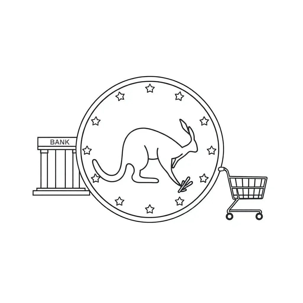 Australian coins and notes illustration