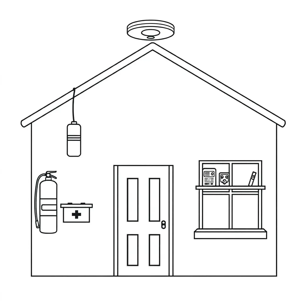 Home safety equipment illustration