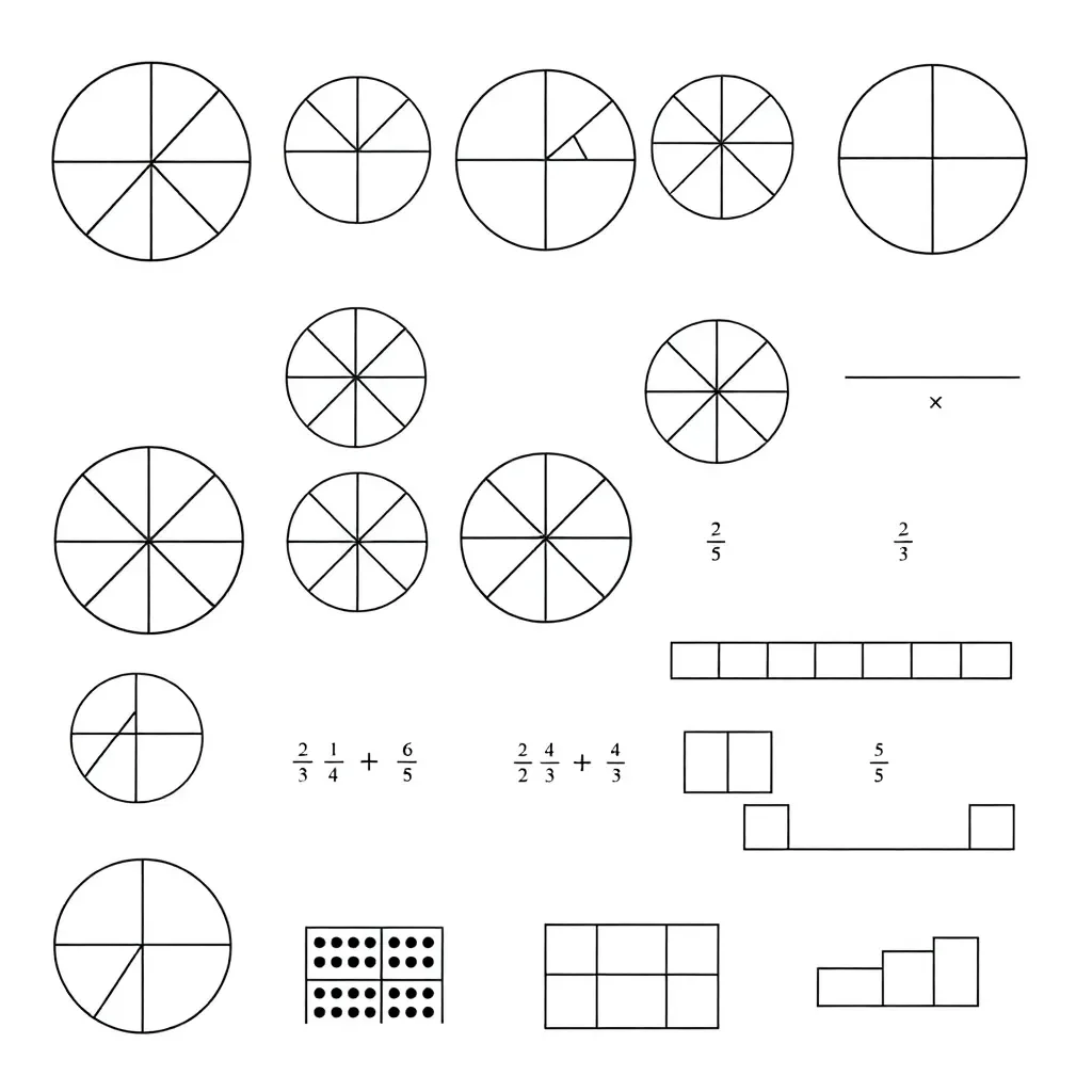 Fraction circles and multiplication symbols