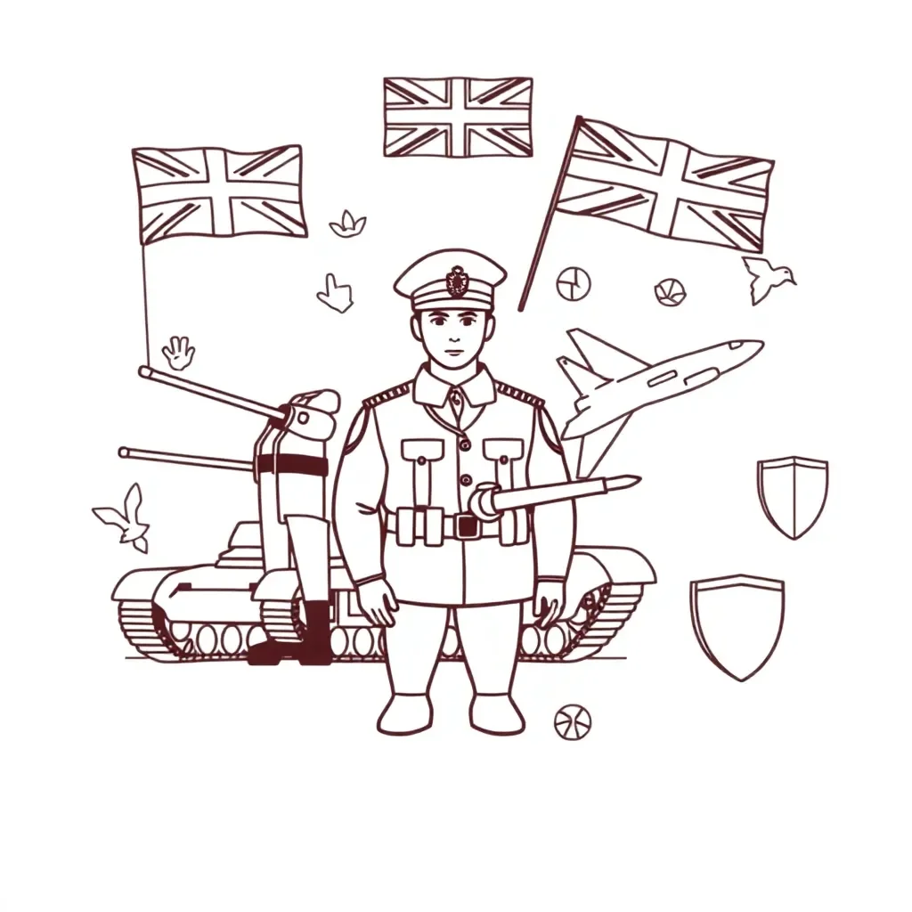 Military ships and soldiers from WWI era