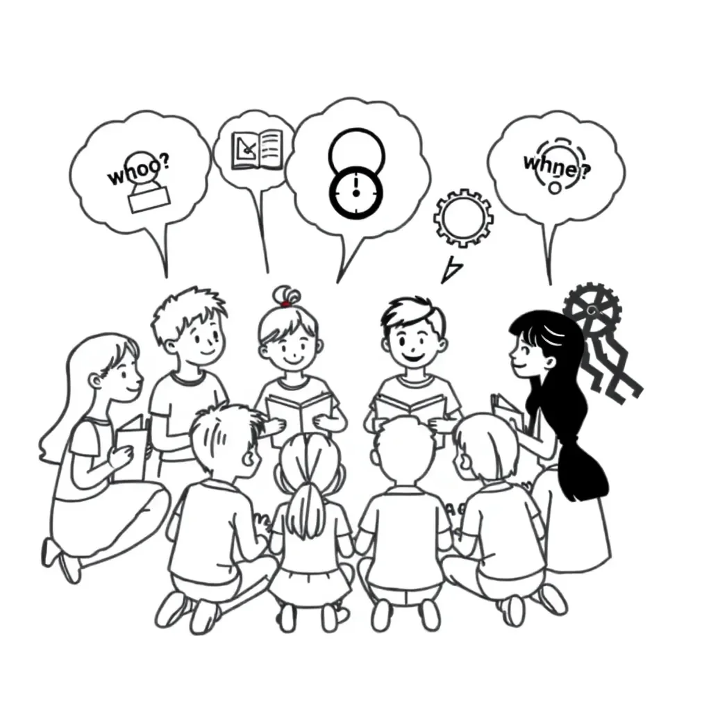 Question mark with books illustration