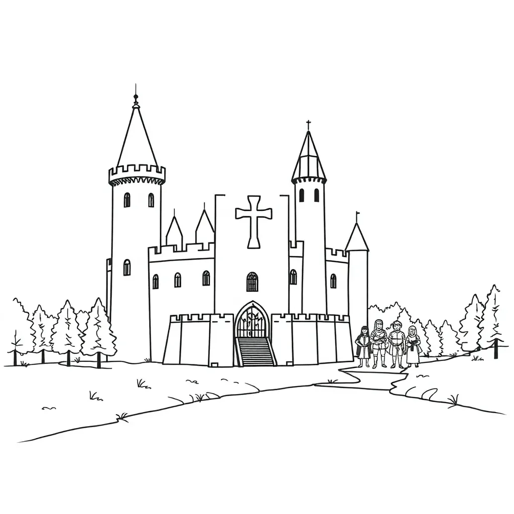 Medieval church illustration