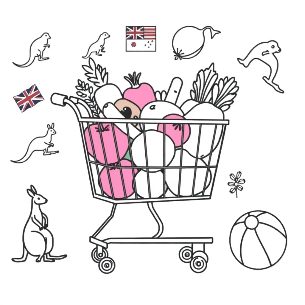 Shopping basket with coins and notes