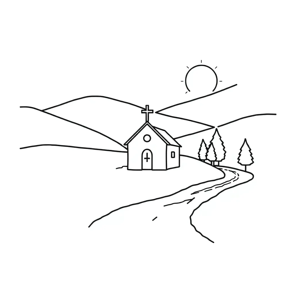 Our Lady of Lourdes shrine illustration