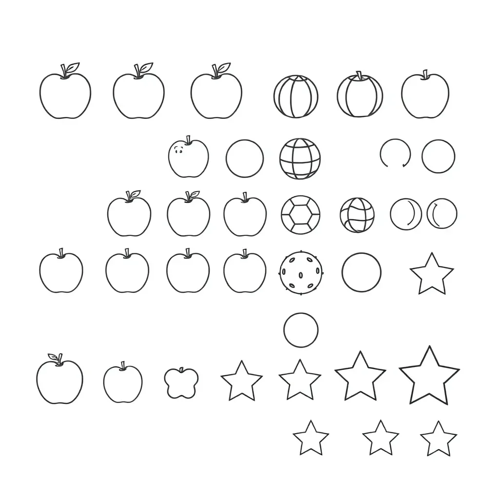 Colourful objects and numbers illustration