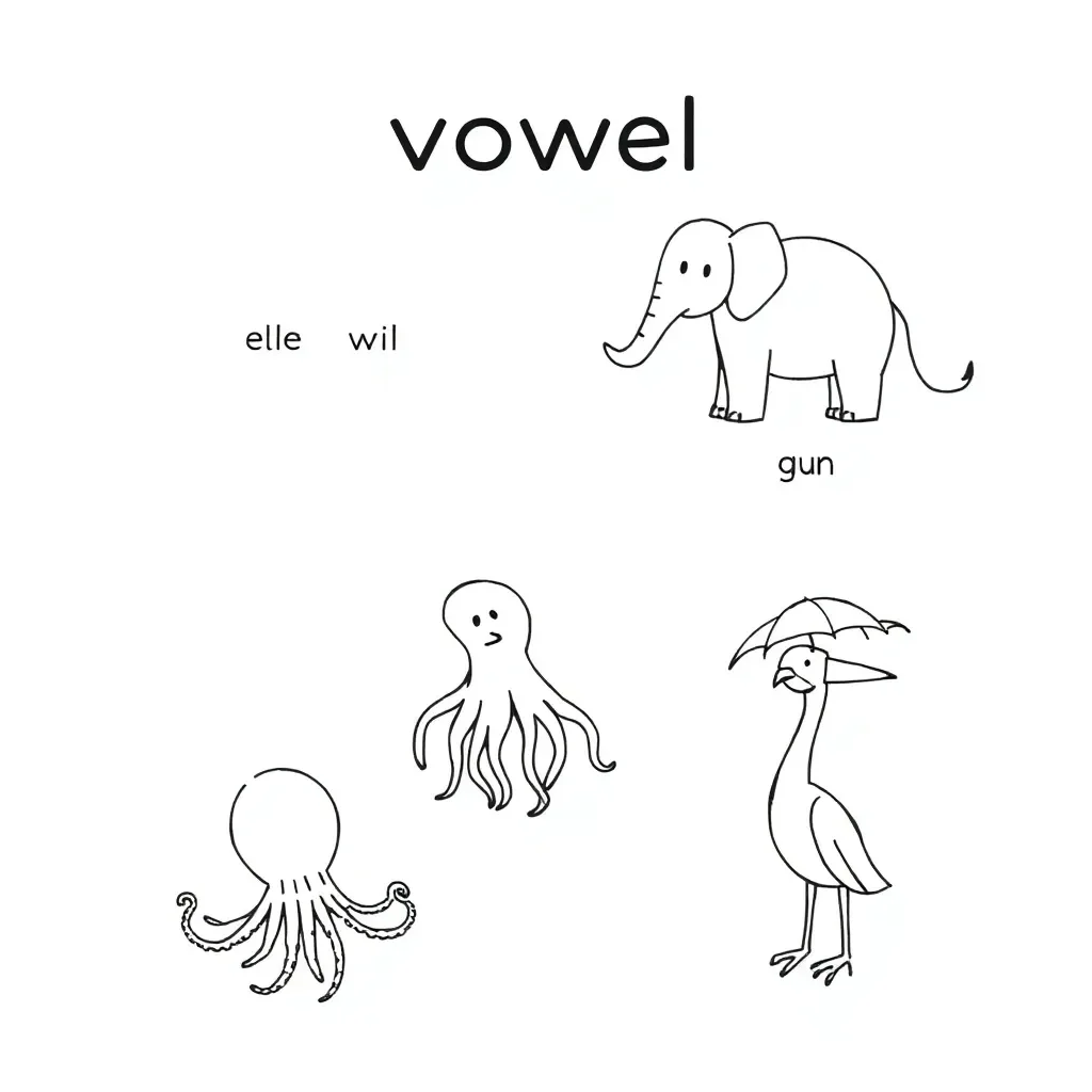 Vowels and syllables illustration