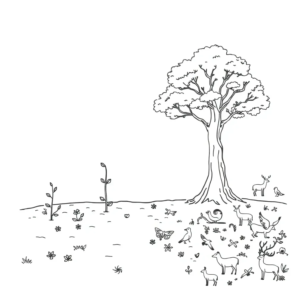 Forest succession stages illustration