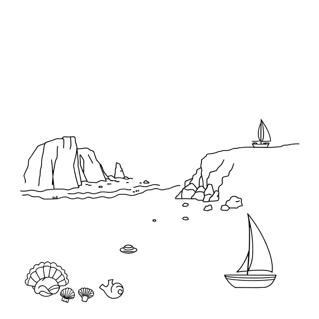 Coastal deposition landforms illustration