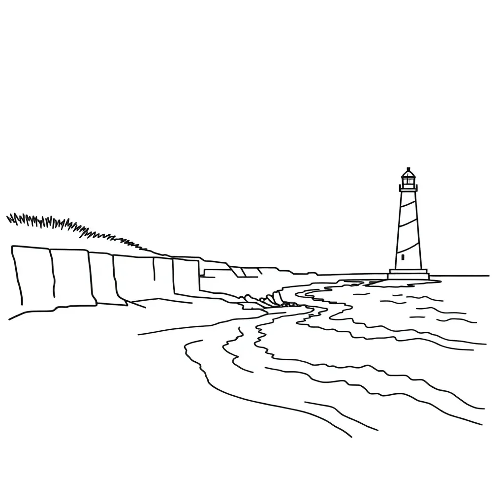 Coastal defence structures including sea walls and groynes protecting a shoreline