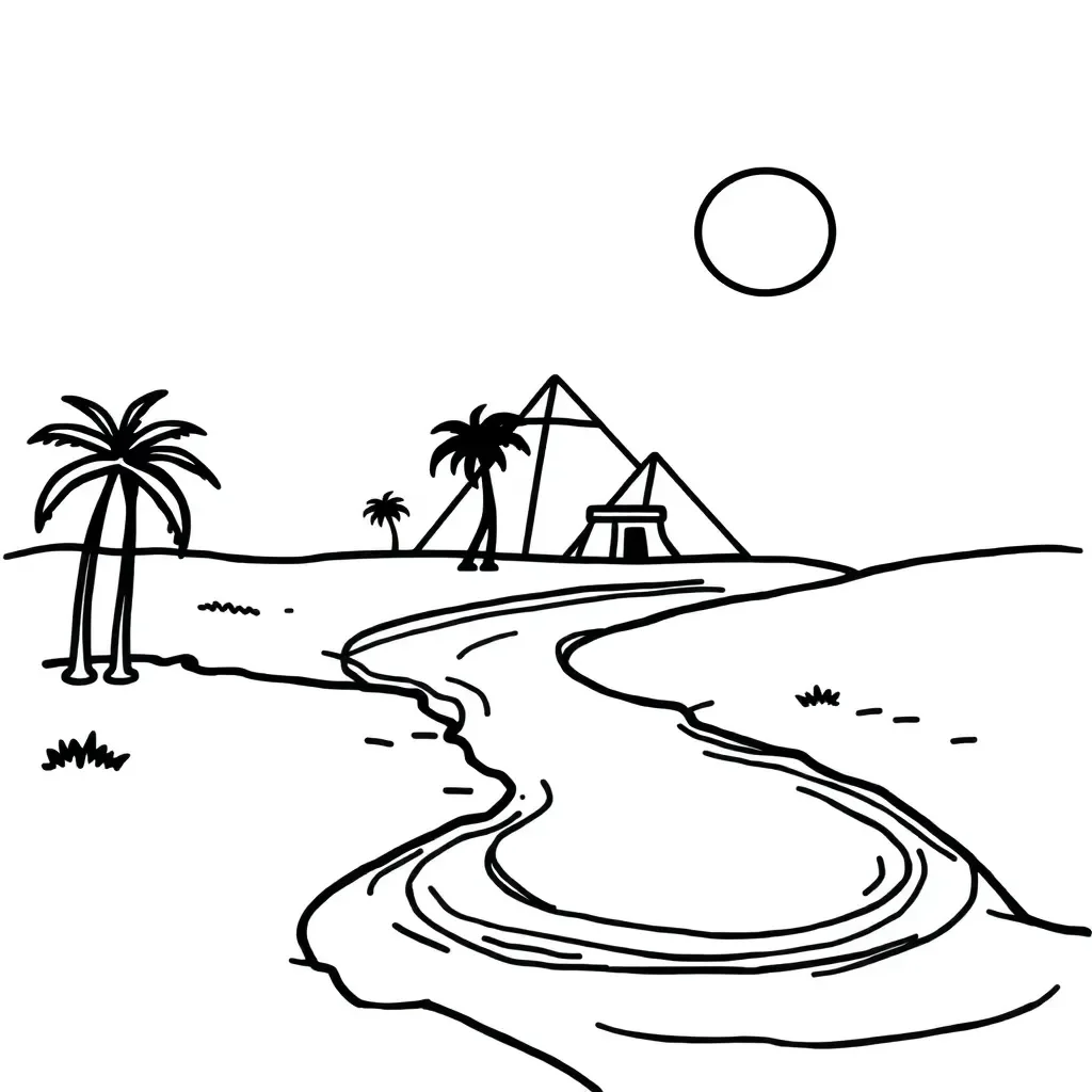 Ancient Egyptian farmers working along the Nile River