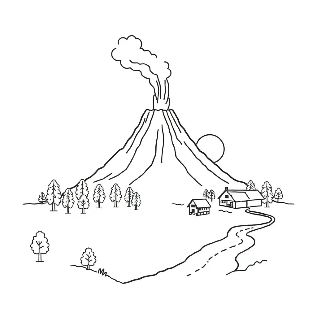 Volcanic eruption illustration