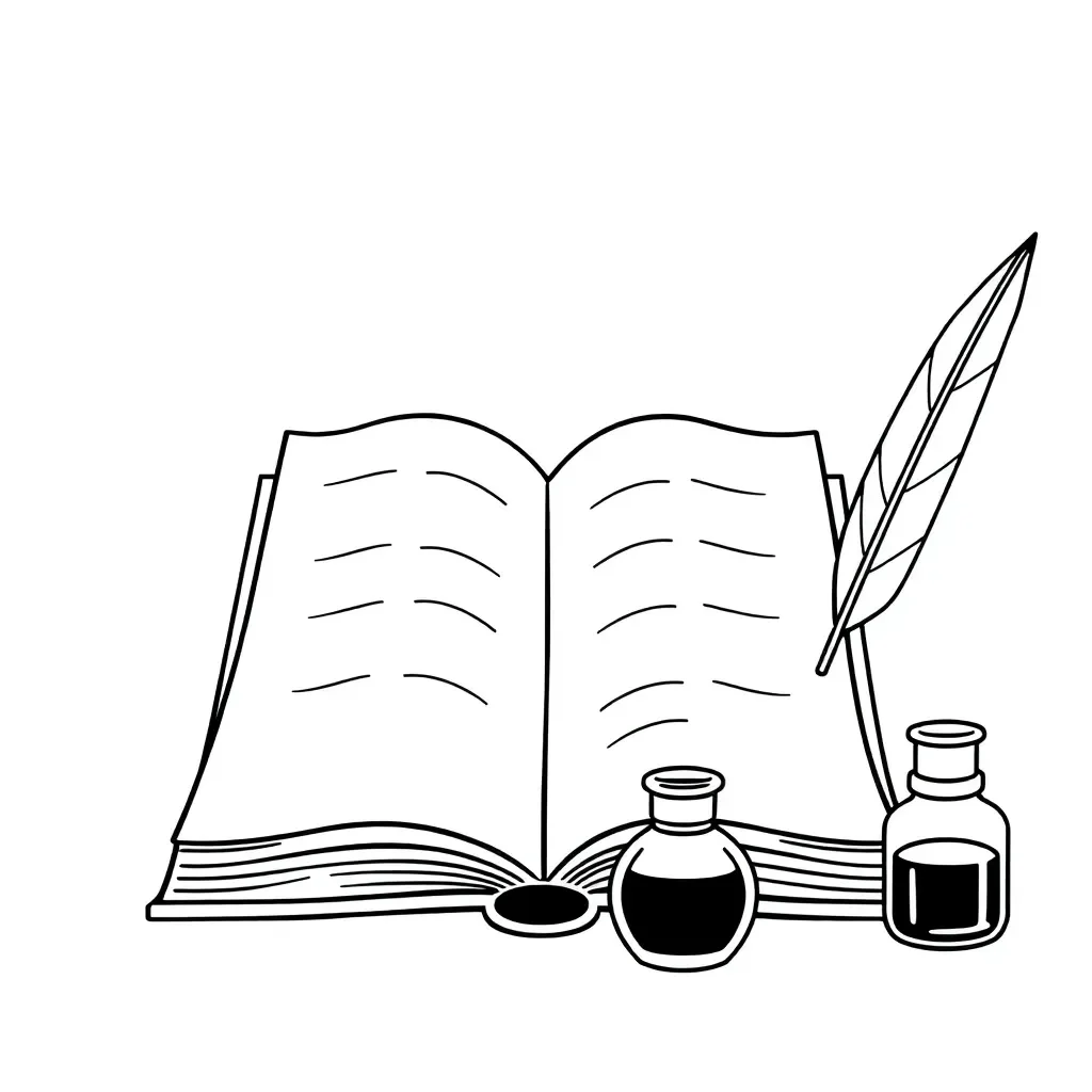 Books and literary elements illustration