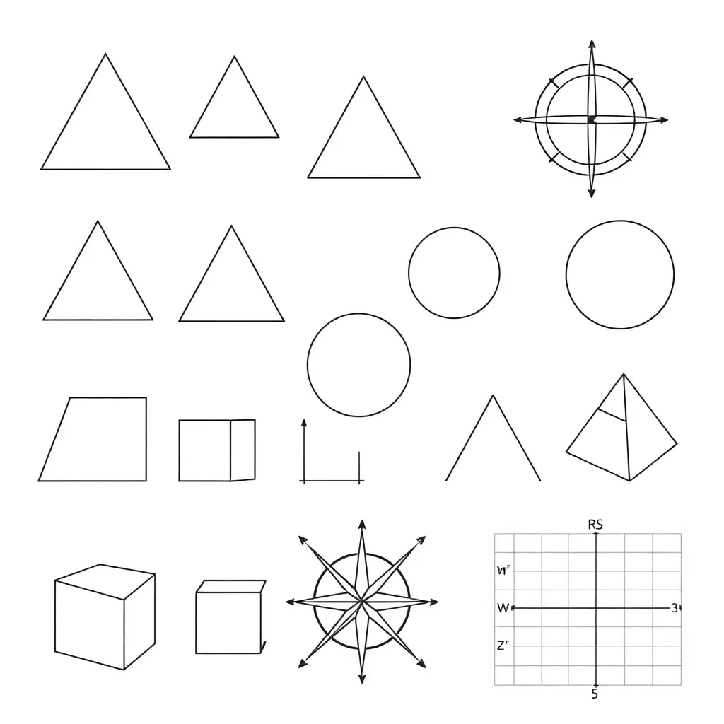 Geometry shapes and tools illustration
