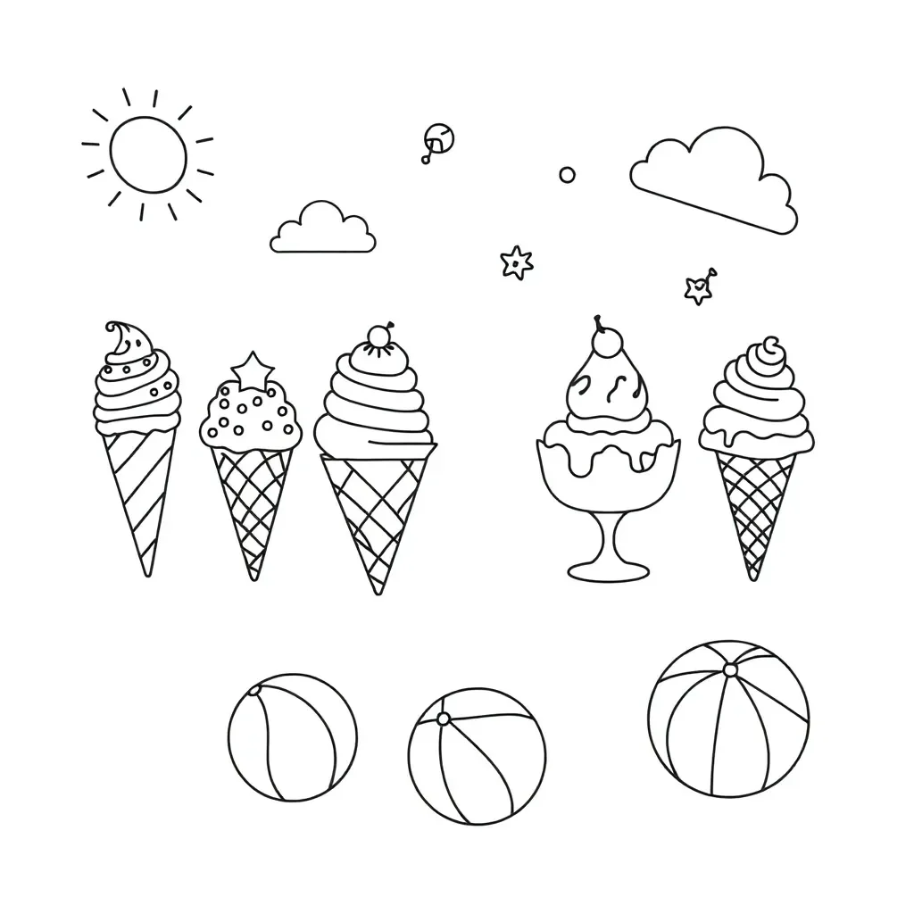 Ice cream cones with different flavours