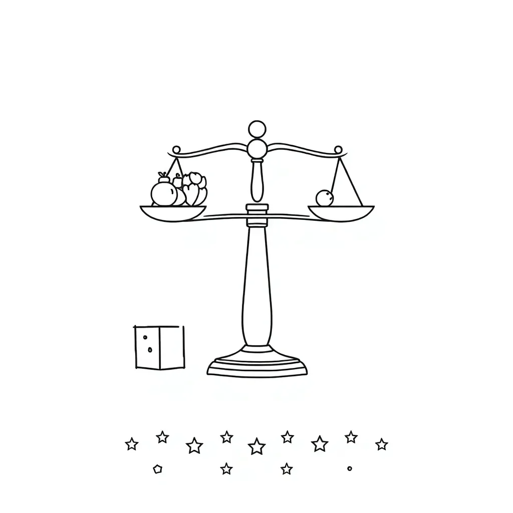 Scale with objects showing mass measurement