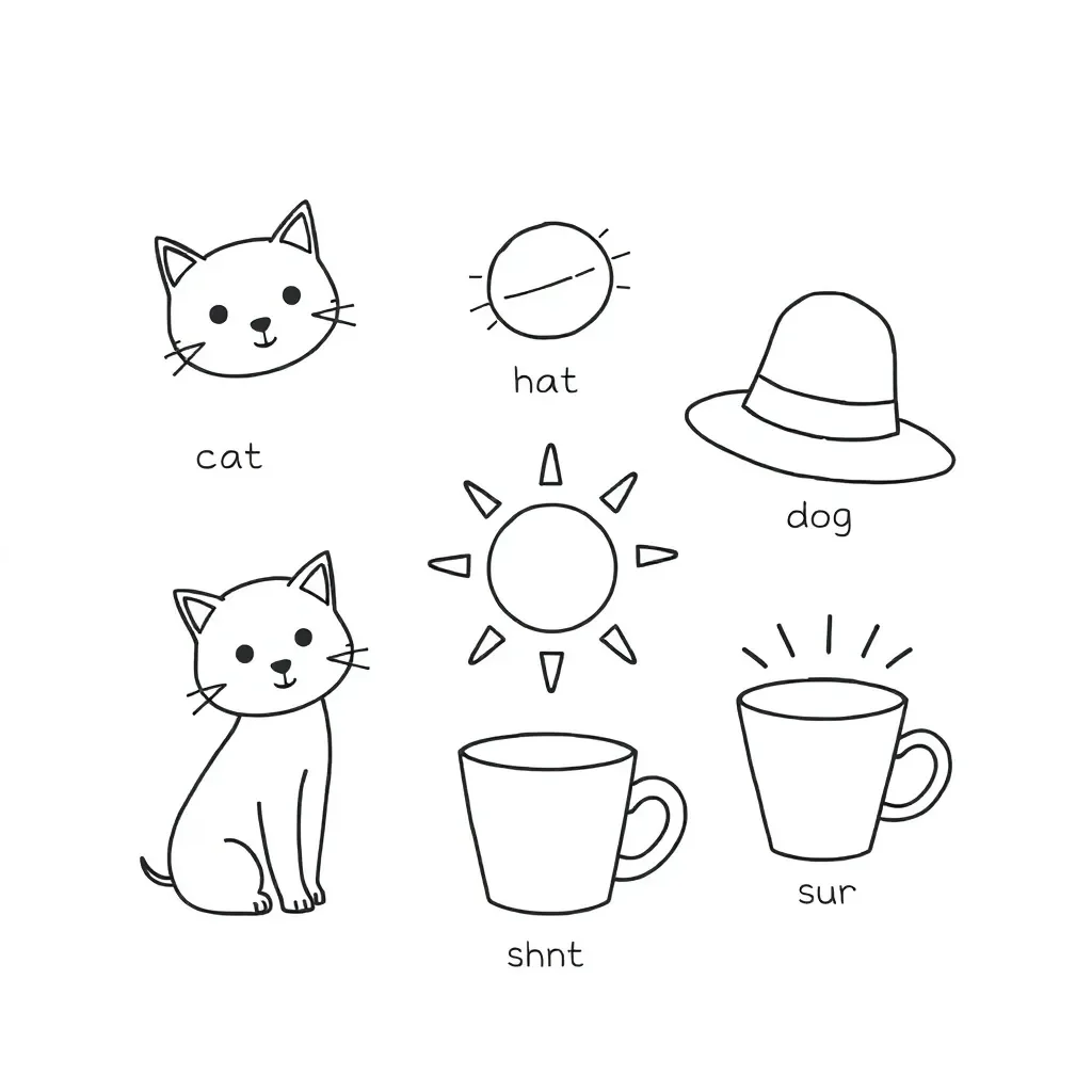 Cat sitting on mat illustration