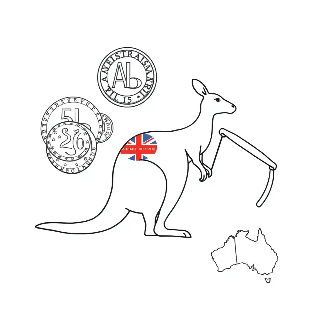 Australian coins and notes illustration