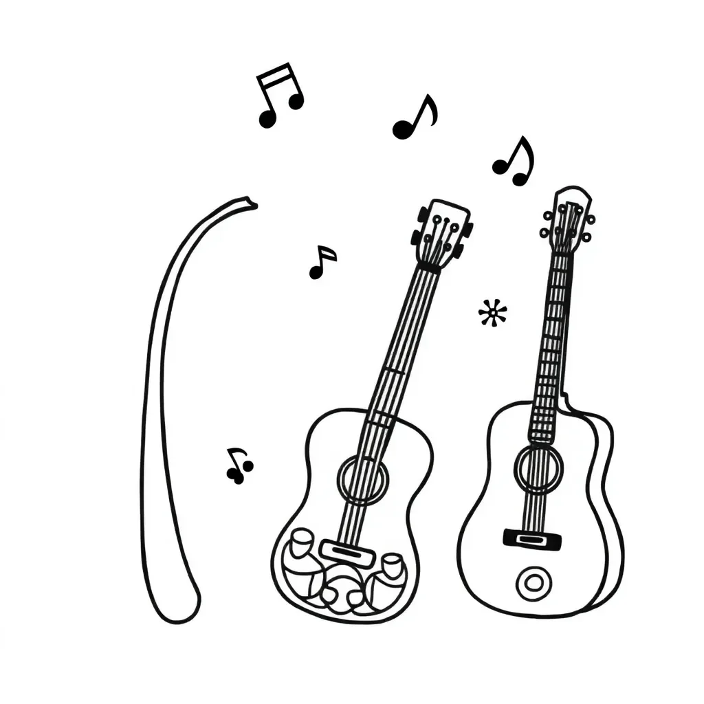 Musical instruments and notes illustration