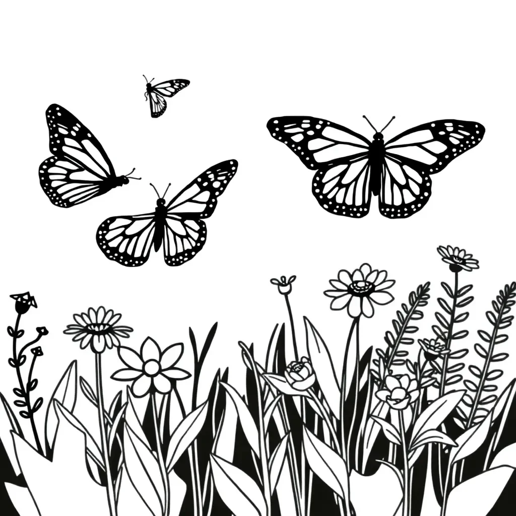 Monarch butterflies in a garden
