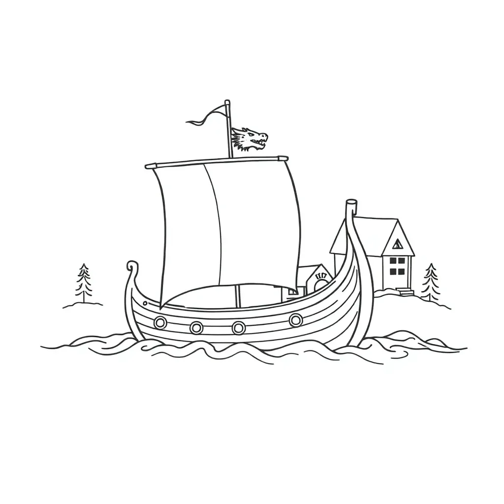 Viking longship sailing across the seas