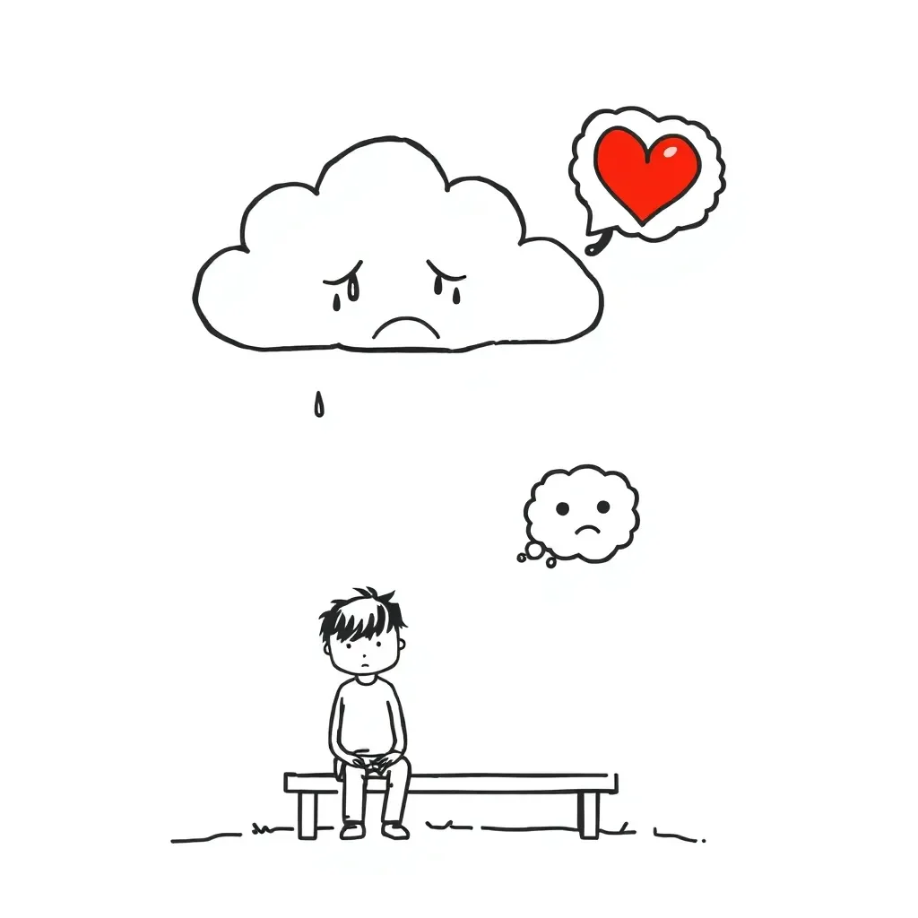 Brain with thought bubbles illustration