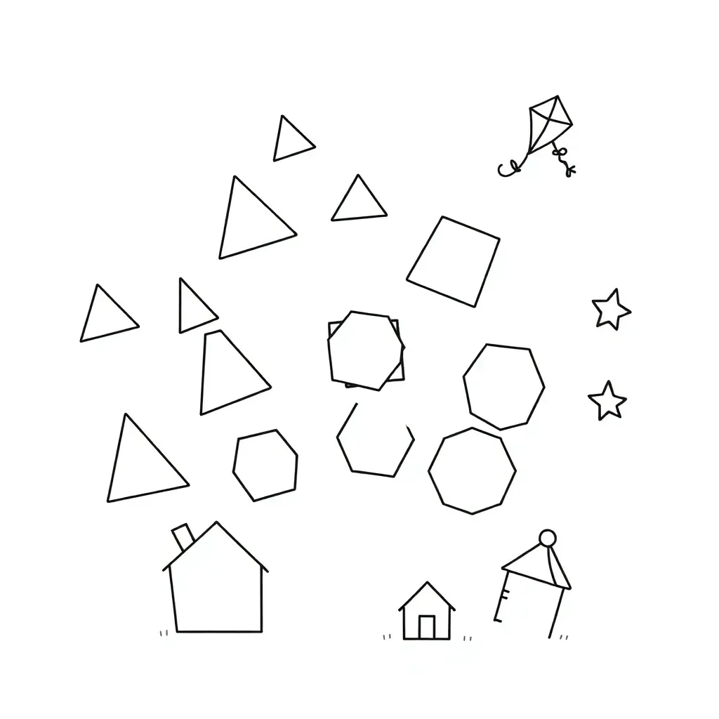 Various polygons including triangle, quadrilateral, pentagon, and hexagon