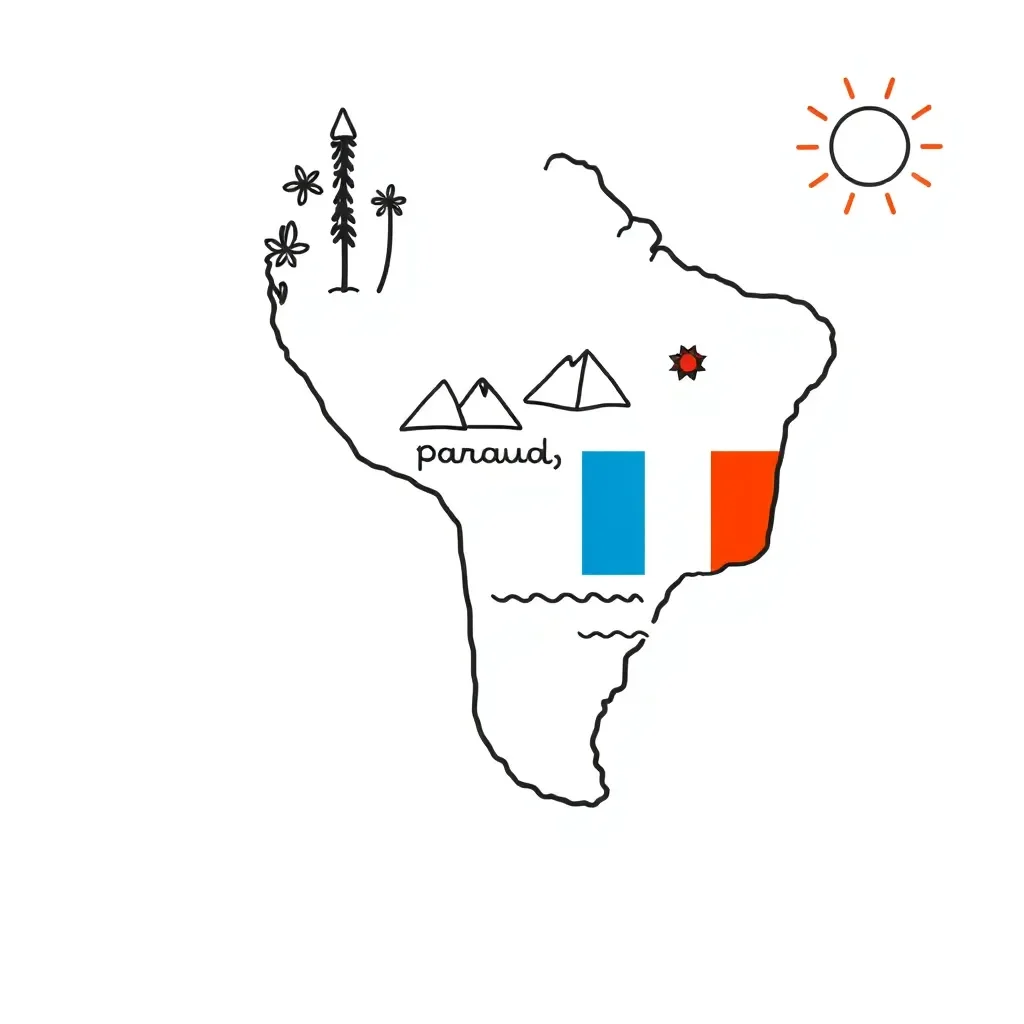 Map of South America showing Guyana, Paraguay, and Peru