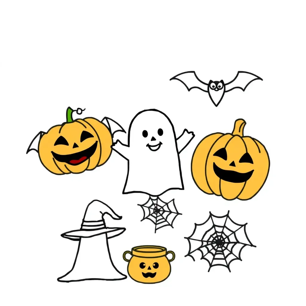Halloween pumpkin and bat illustration
