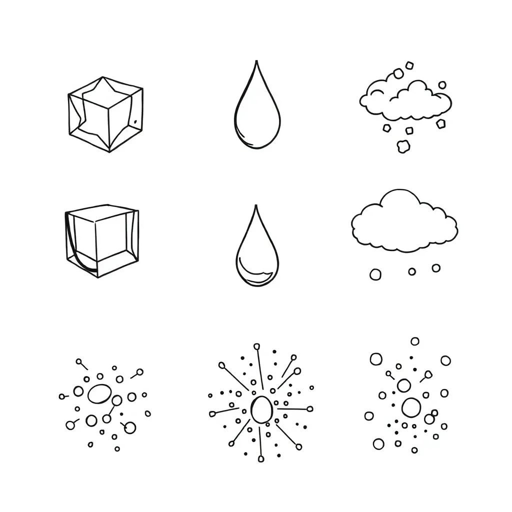 Particles in different states of matter