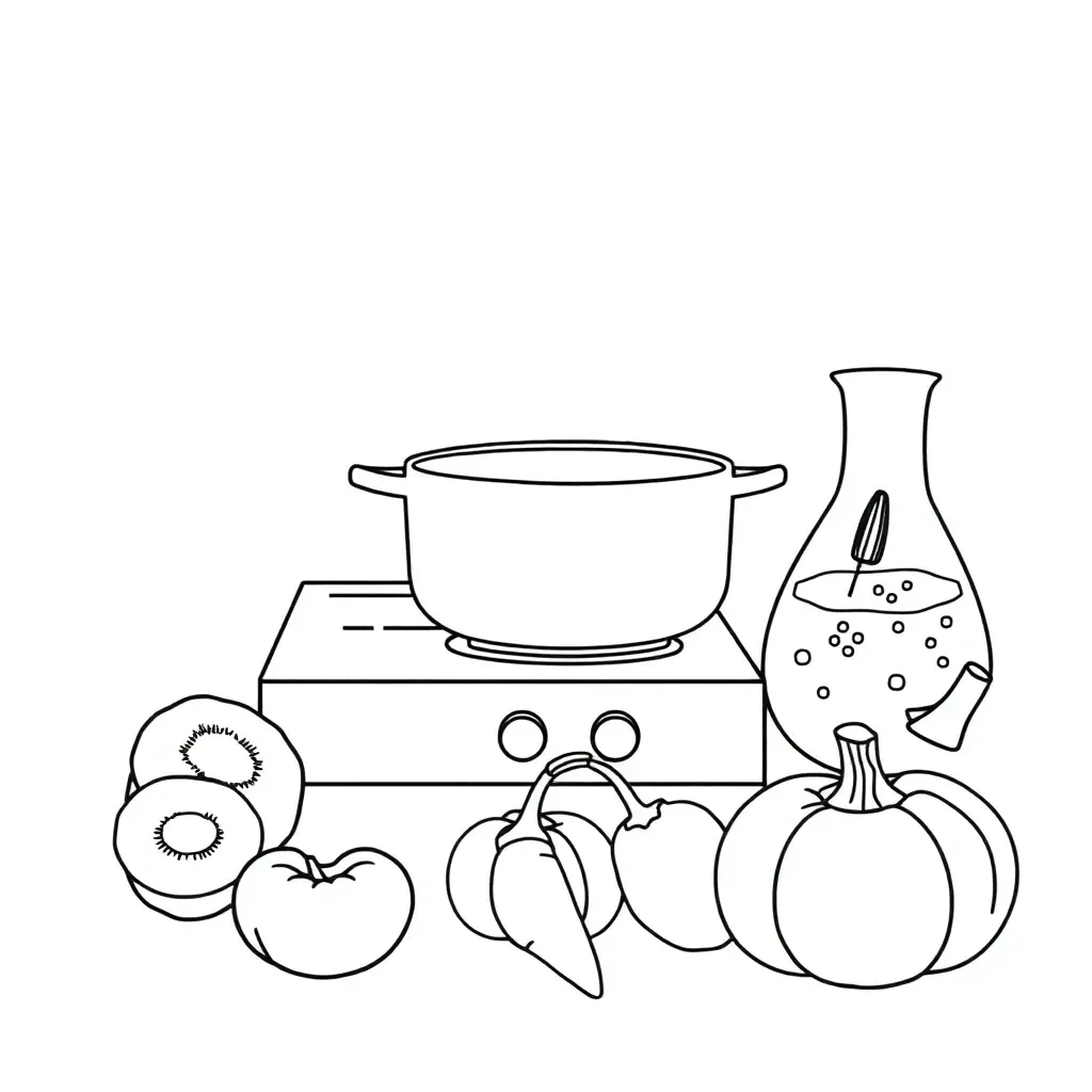 Kitchen chemistry experiment illustration