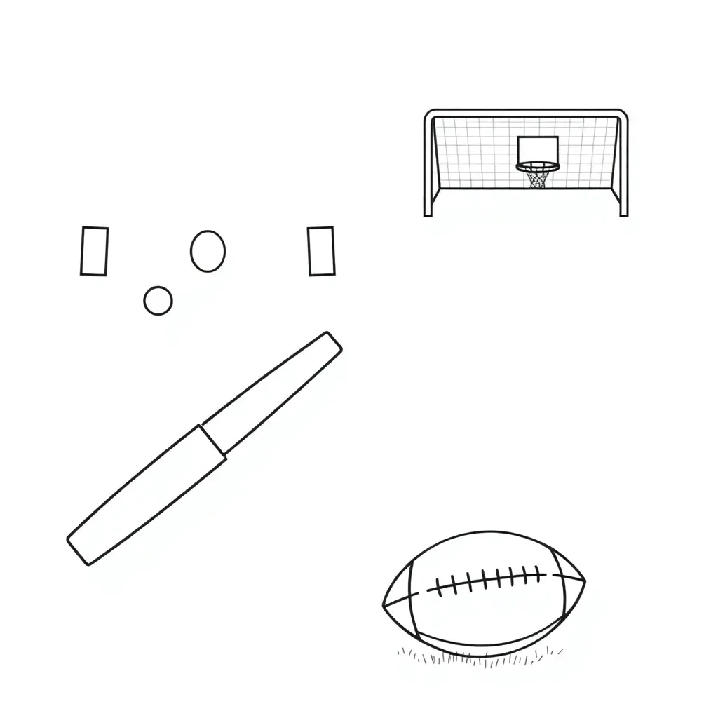 Sports themed illustration with balls and scores