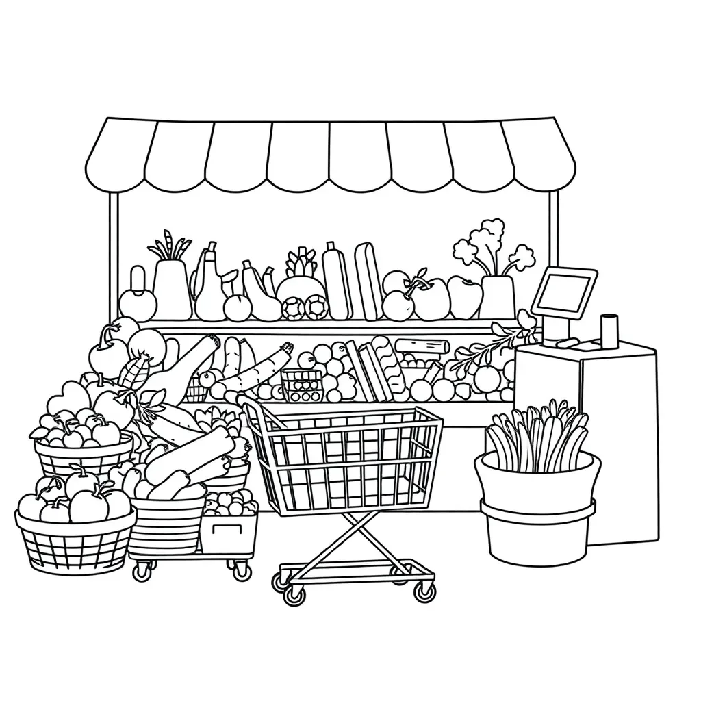 Shopping cart with money and calculator