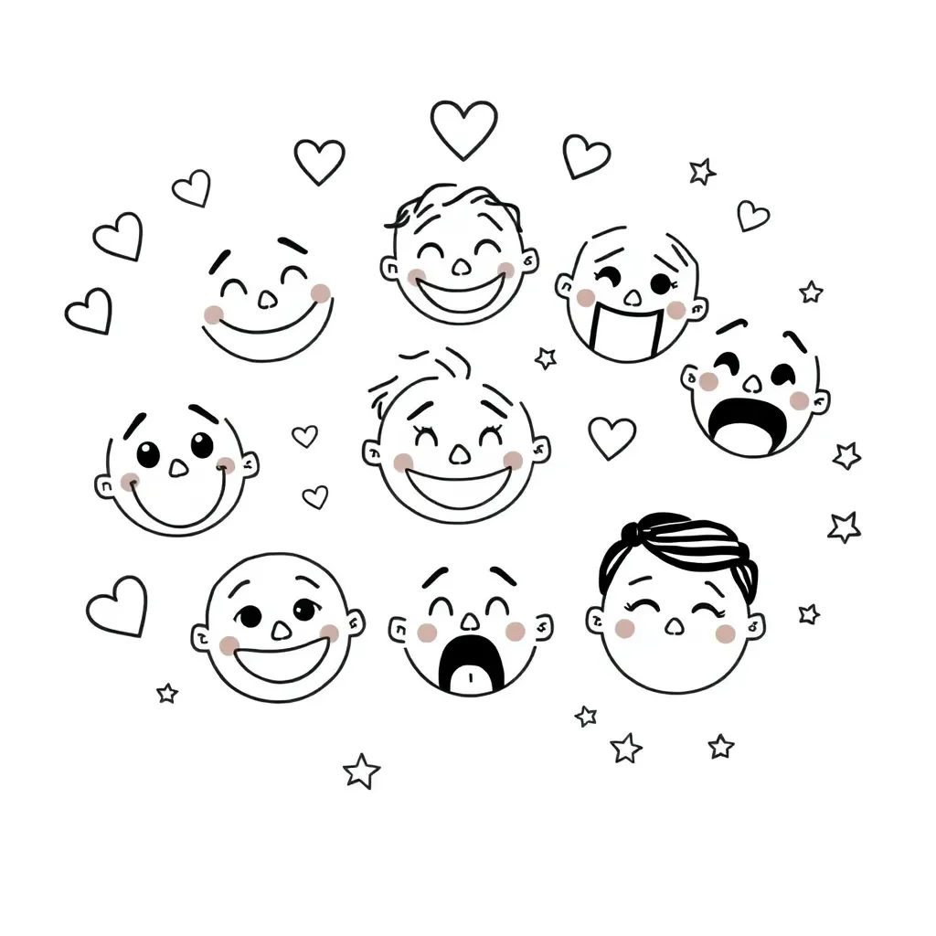 Happy child with emotion cards