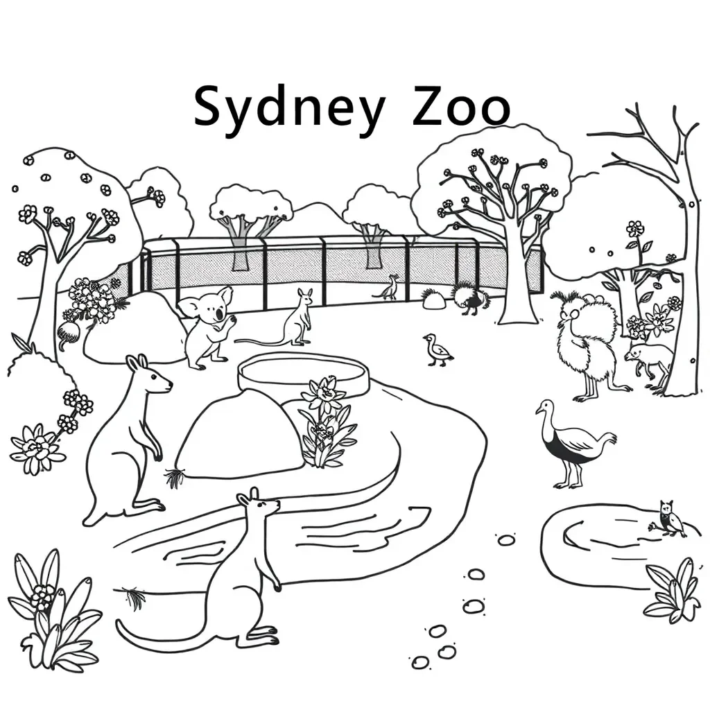 Sydney Zoo animals illustration