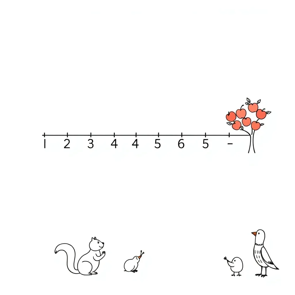 Number line with subtraction illustration