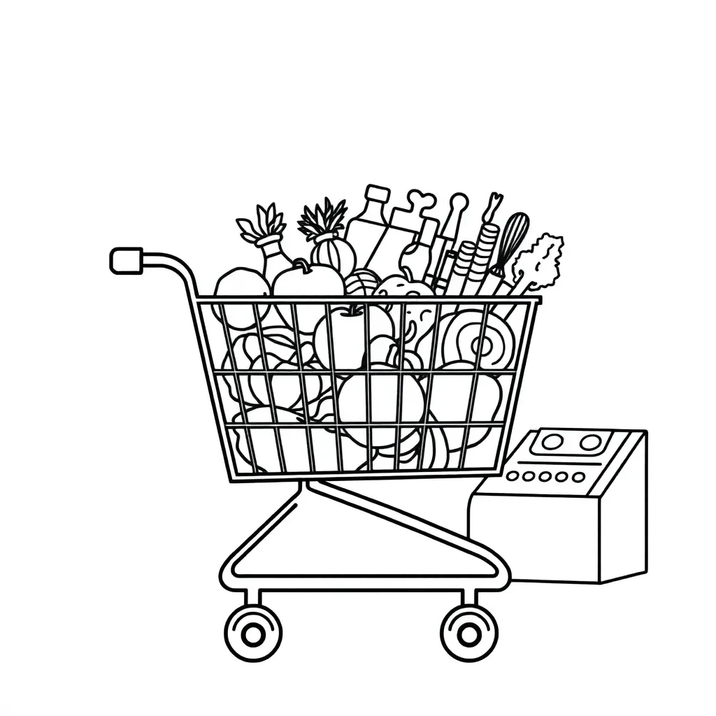 Cash register and money illustration