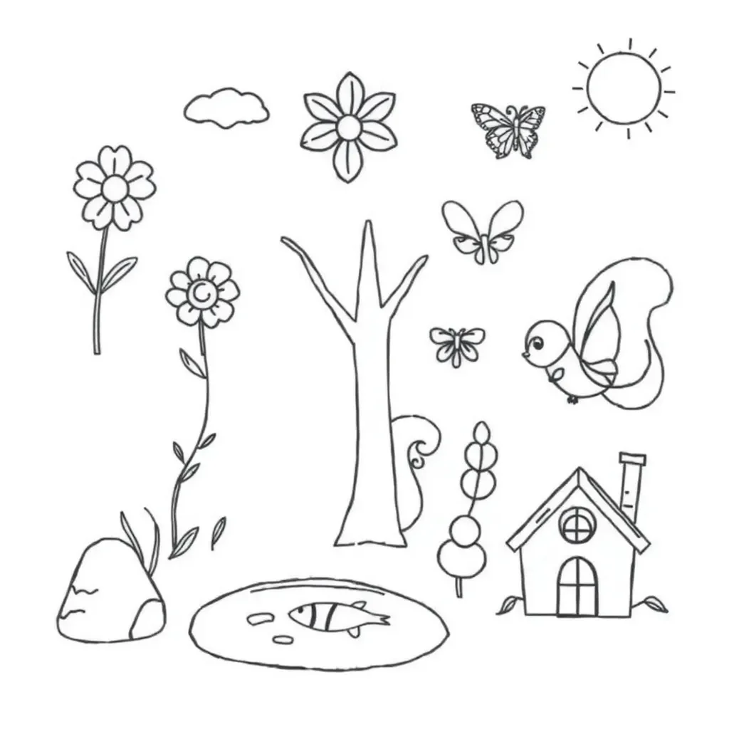 Various living and non-living things including plants, animals, and objects