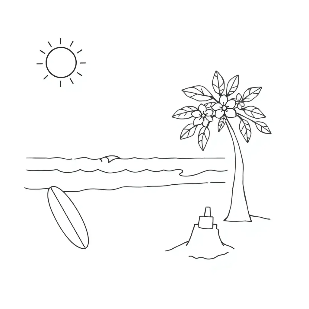 Summer scene with sun, ice blocks, and children playing