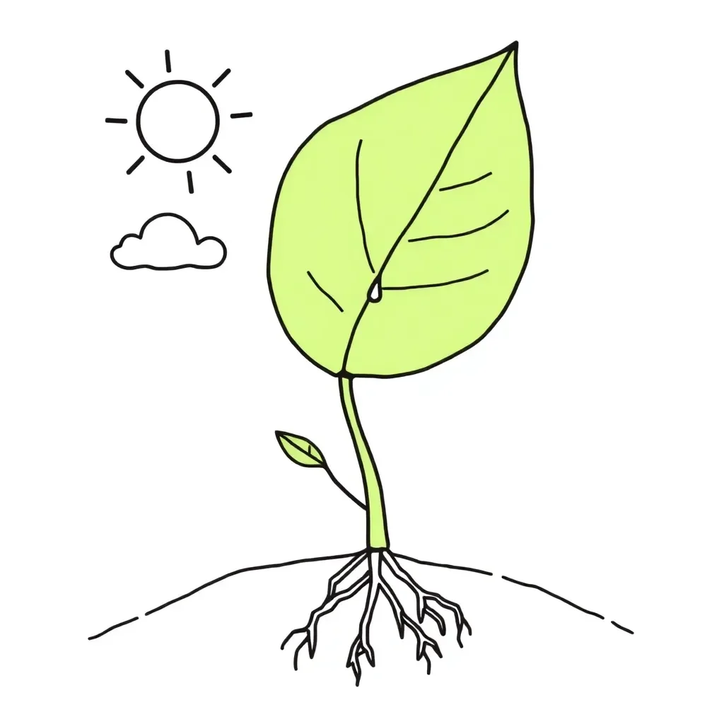 Plant with sun and water illustration