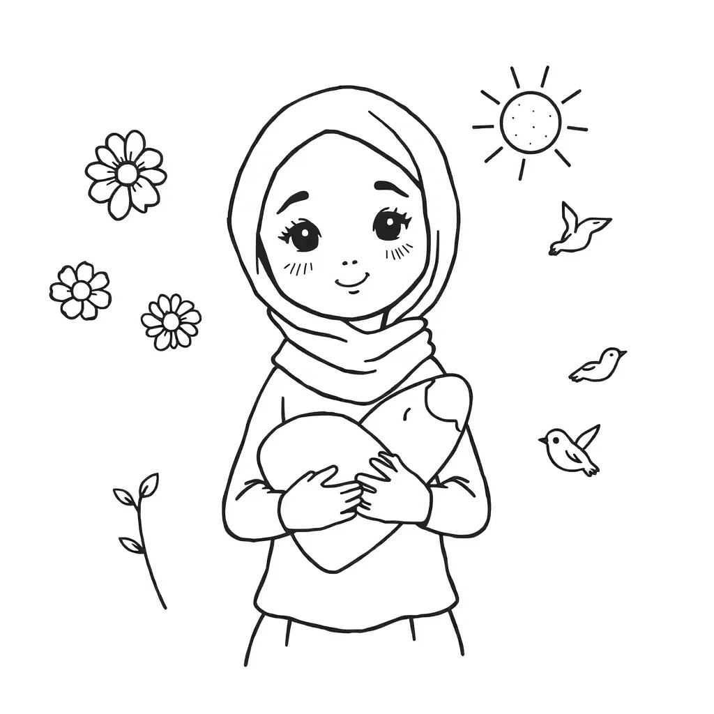 Illustration of a young girl showing courage
