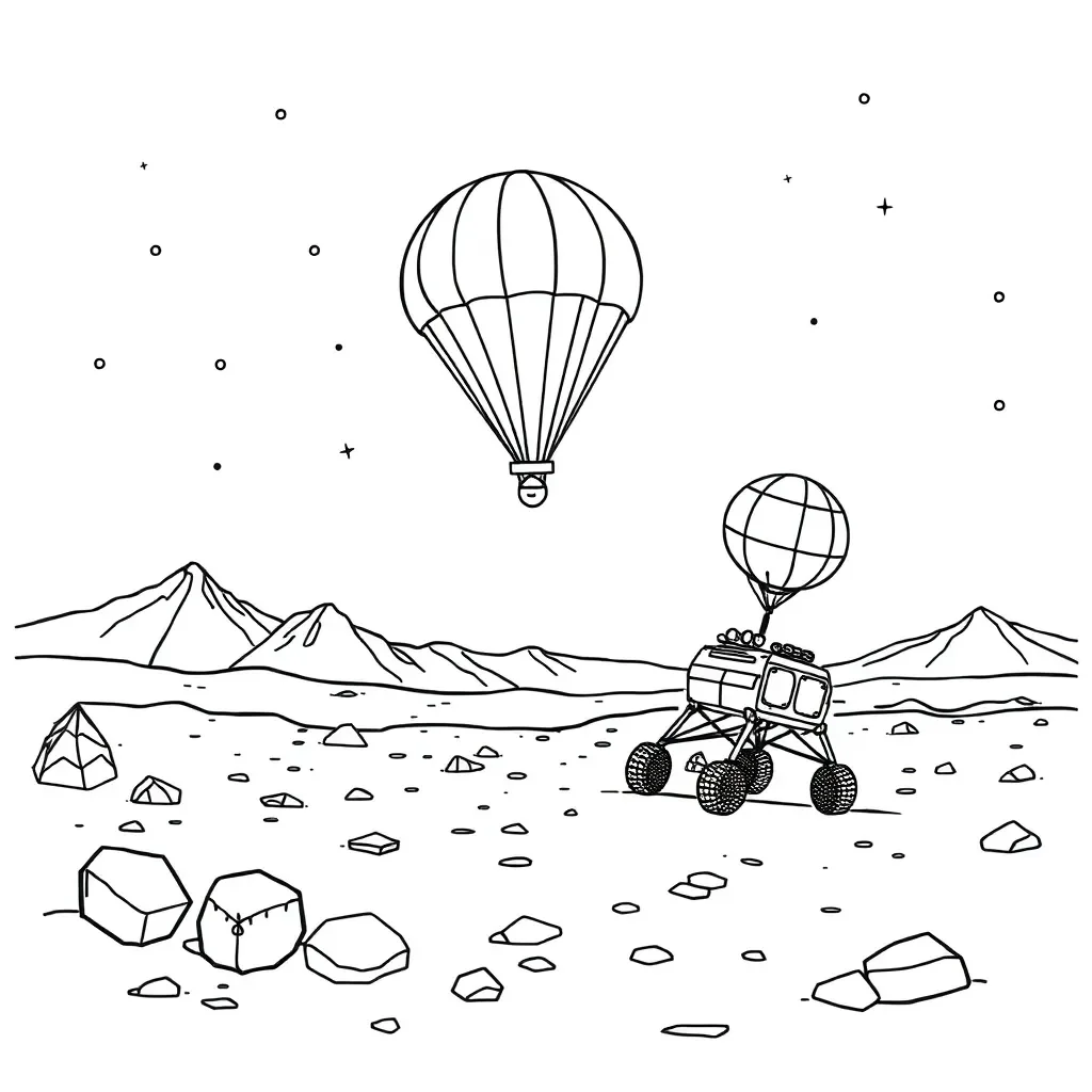 Mars lander spacecraft with parachute