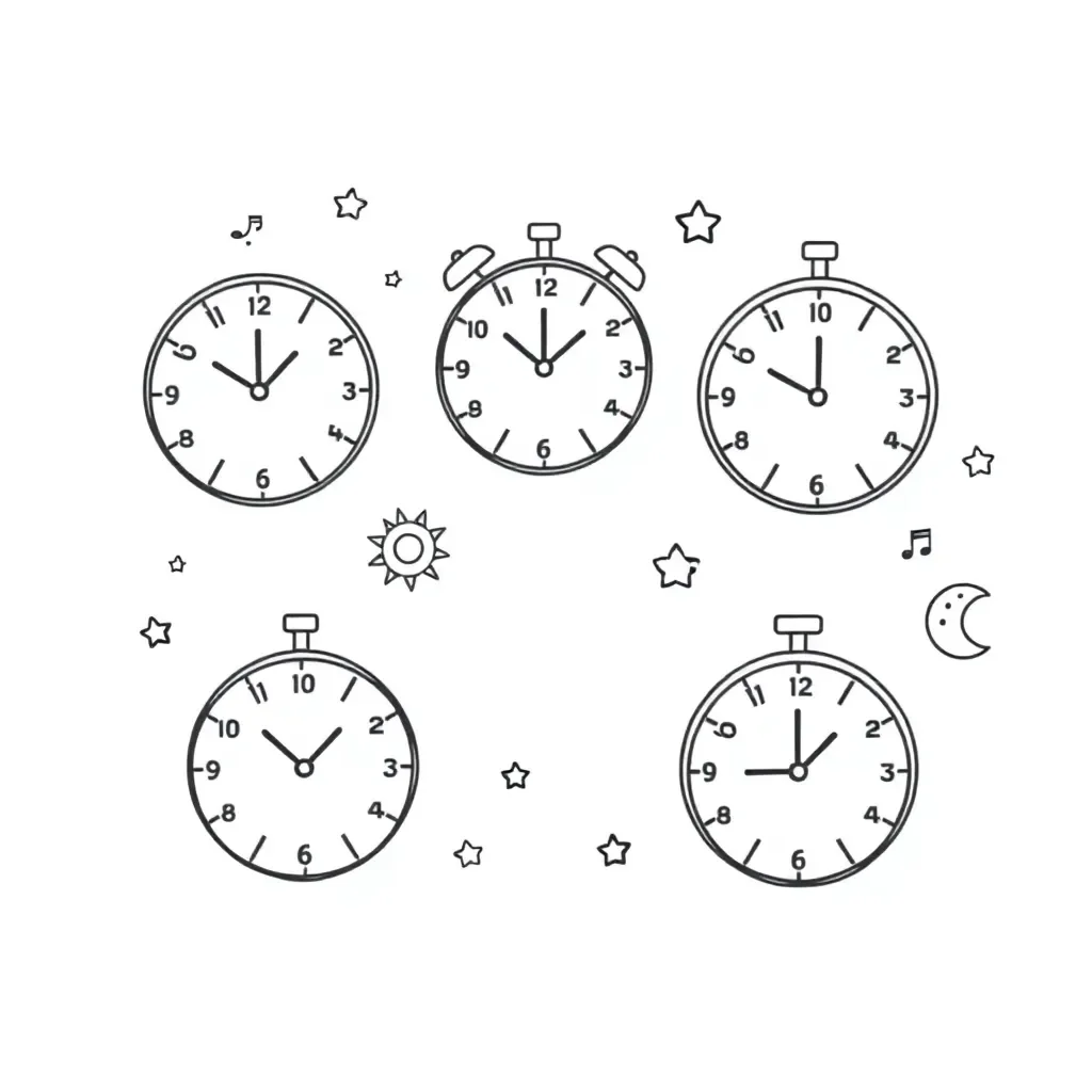 Clock faces showing different times
