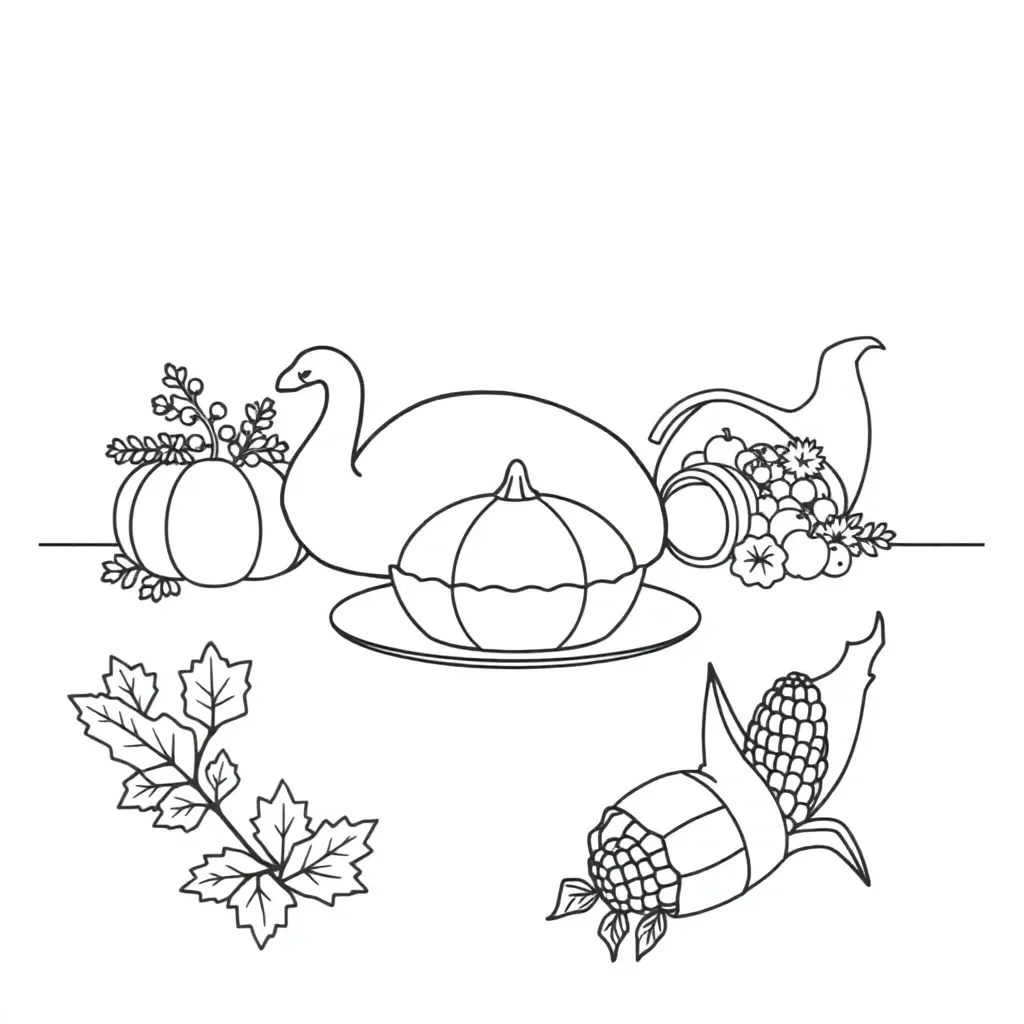 Thanksgiving turkey and autumn leaves