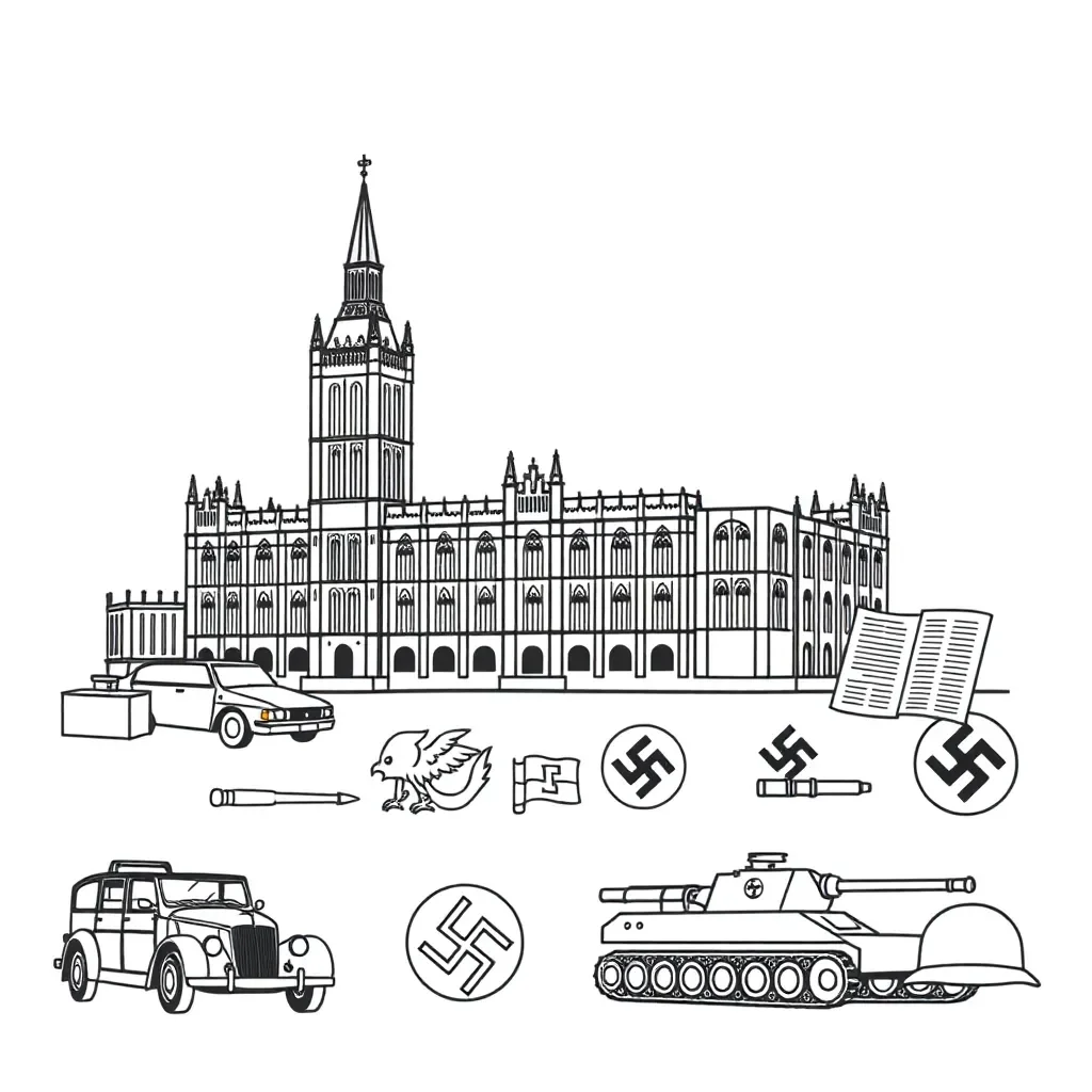 Nazi rally and Weimar Republic imagery