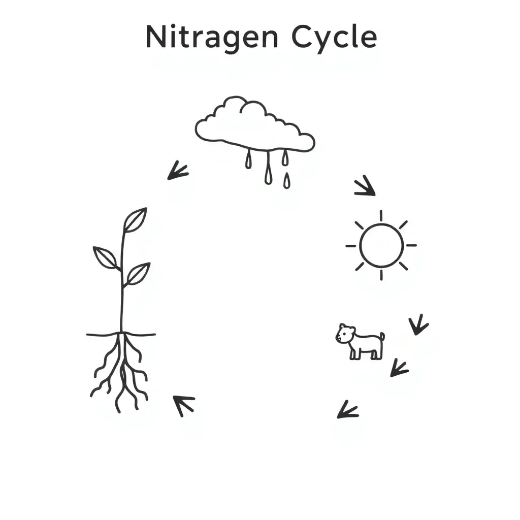Nitrogen cycle diagram illustration