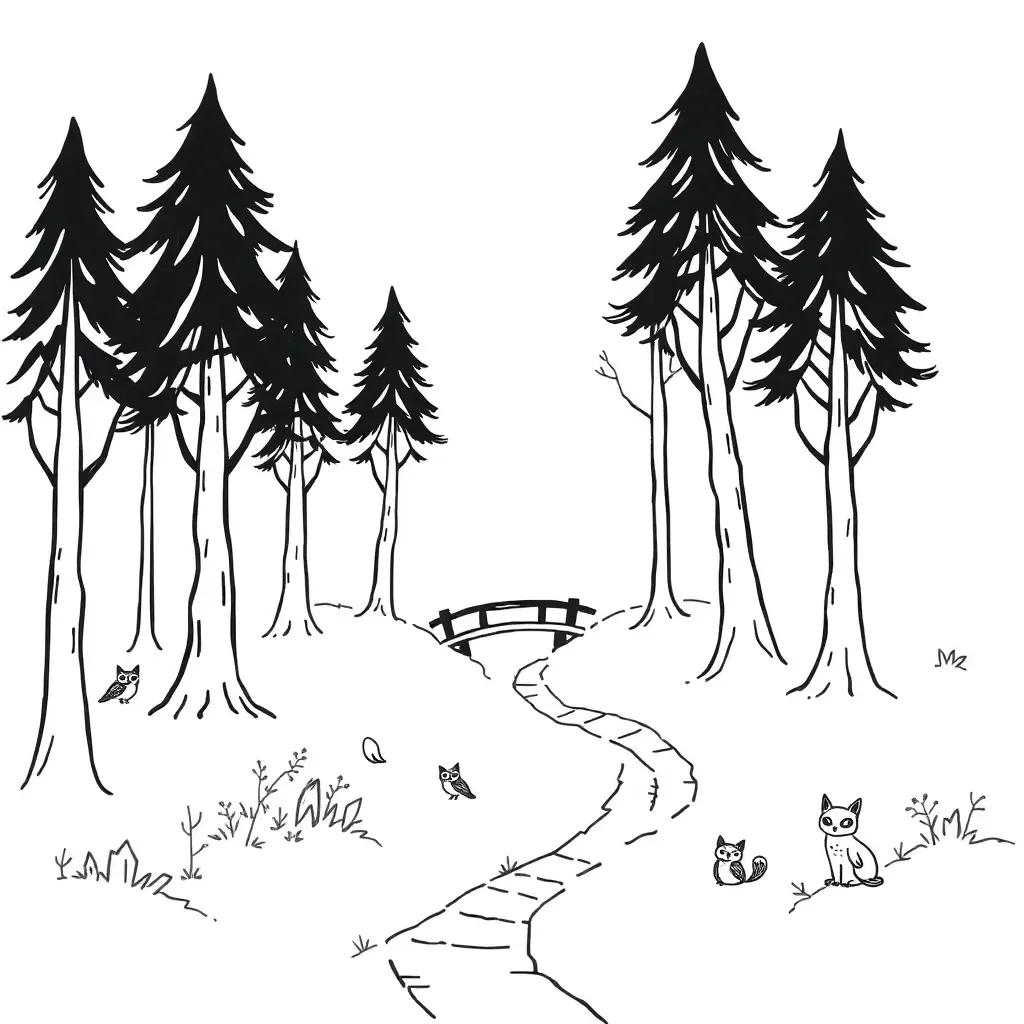 Dark woods at twilight