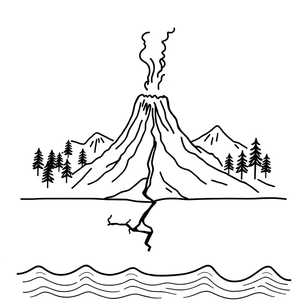 Volcano and earthquake illustration