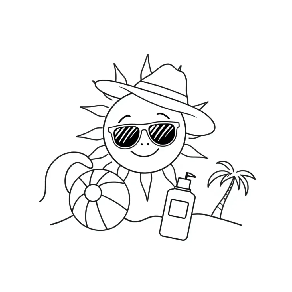 Sun and music notes with protective gear